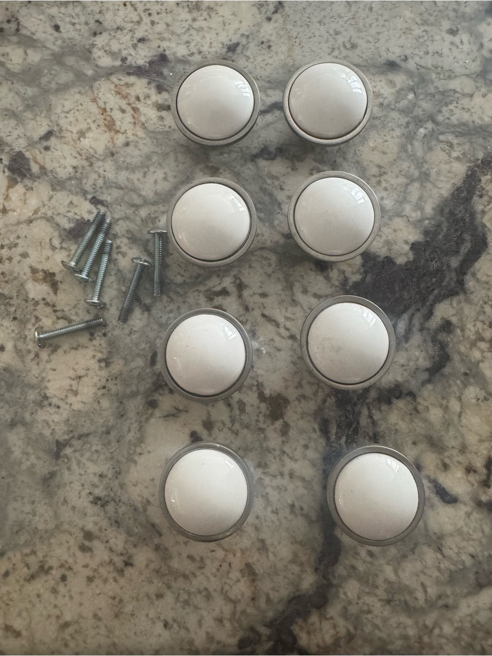White Ceramic Round Cabinet Knob Set - 8 Pack